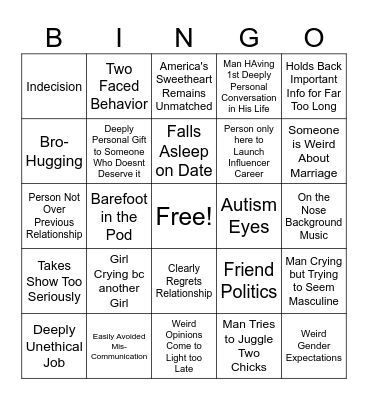 Love is Blind Bingo Card