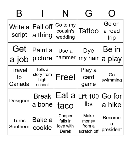 AJ's Bingo Card Bingo Card