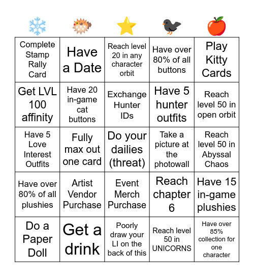 Valentine's in Deepspace BINGO Card