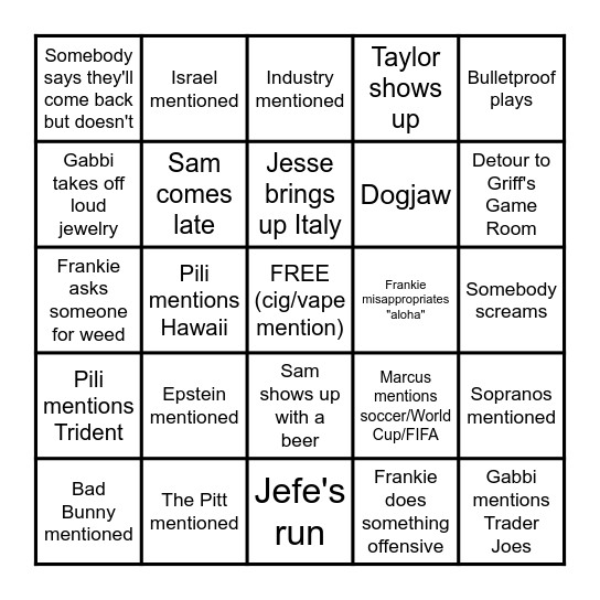 OHANA BINGO Card