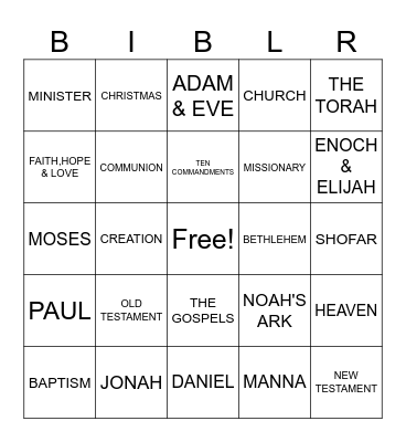 BIBLE BINGO Card
