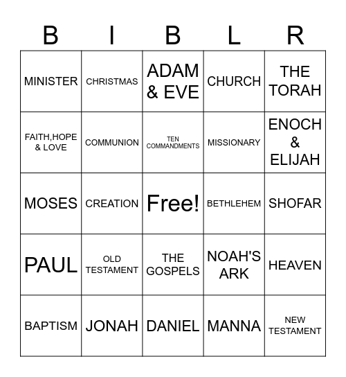 BIBLE BINGO Card