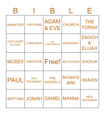 BIBLE BINGO Card