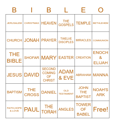 BIBLE BINGO Card