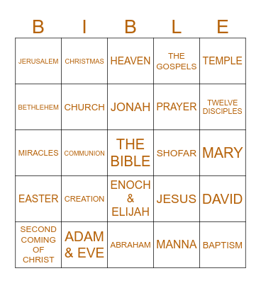 BIBLE BINGO Card