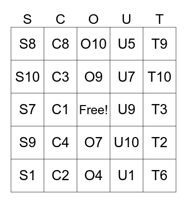 Girl Scout Bingo Card