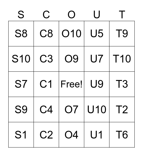 Girl Scout Bingo Card