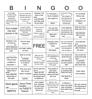 Seminary Bingo Card