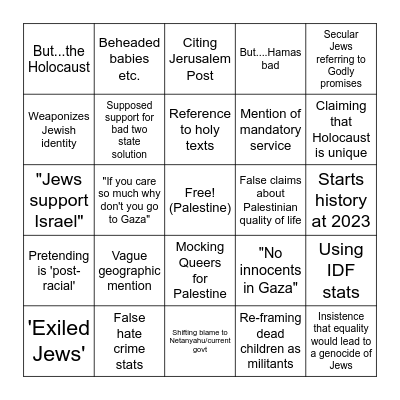 Zio Comment Bingo Card