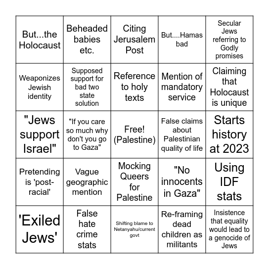 Zio Comment Bingo Card
