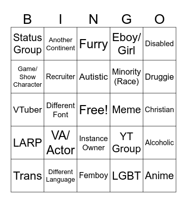 VRChat Bingo Card