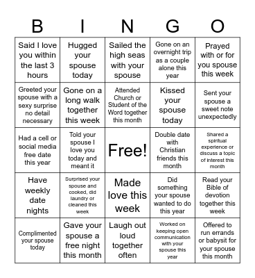 Forever Love Friday BINGO Card