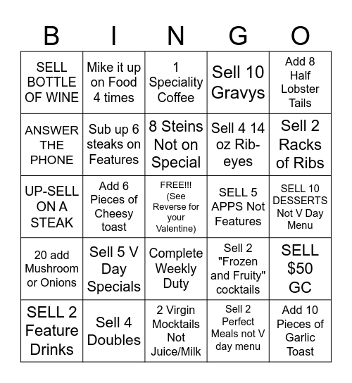 SERVER BINGO Card