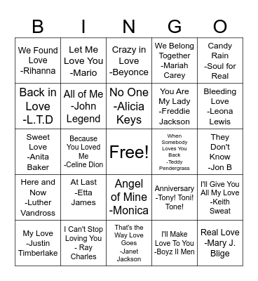 Valentine's Day  Bingo Card