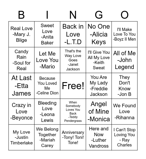 Valentine's Day Bingo Card