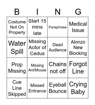 Medusa Bingo Card