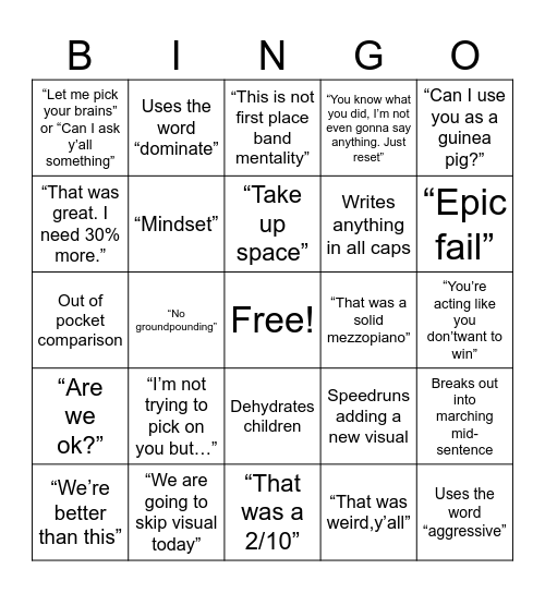 Foray Bingo Card
