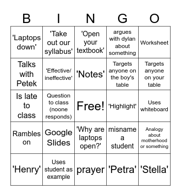 Legal studies Bingo Card