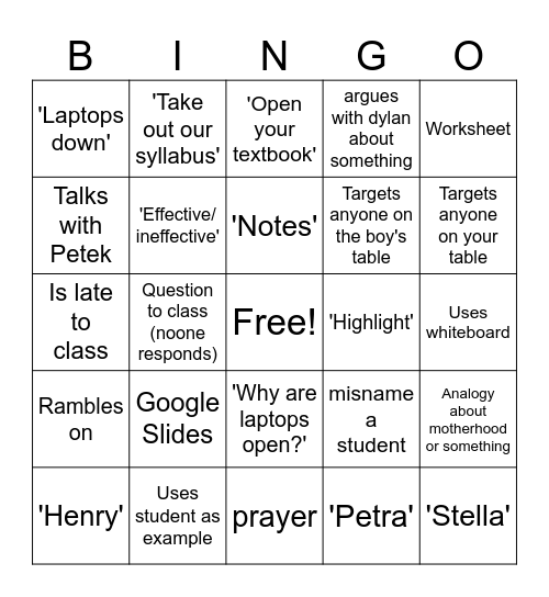 Legal studies Bingo Card