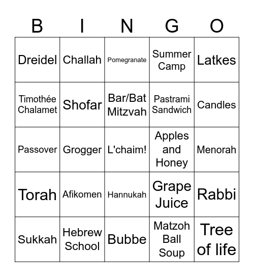 Jew Crew Bingo Card