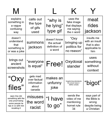 dontpourthemilk predictions Bingo Card