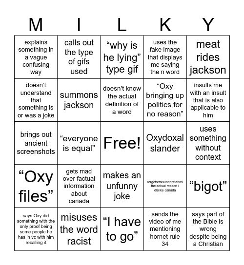 dontpourthemilk predictions Bingo Card