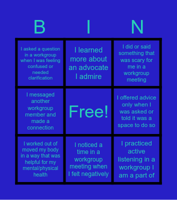 Getsy's Bingo Card