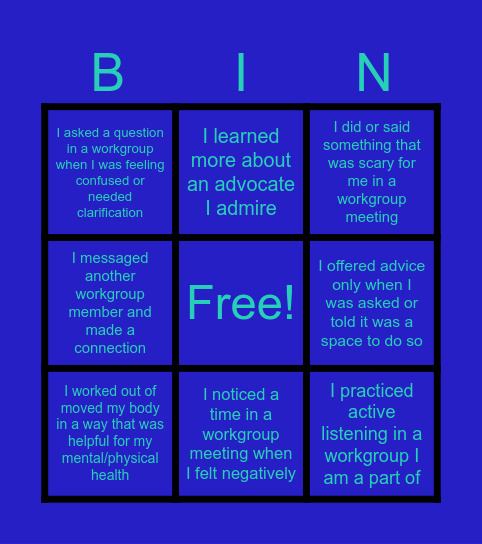 Getsy's Bingo Card