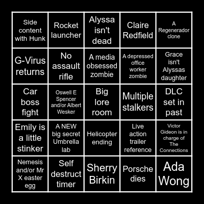 Resident Evil Requiem Bingo! Bingo Card