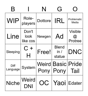 ponytown Bingo Card