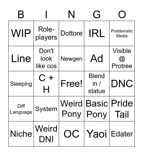 ponytown Bingo Card