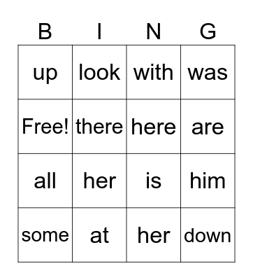 Sight Words 21-30 Bingo Card