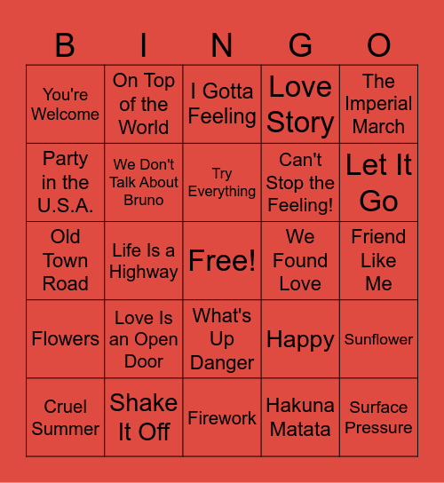 Music BINGO Card