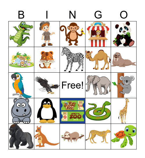 Zoo Bingo Card
