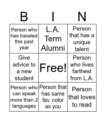 L.A. Term 2017 Bingo Card