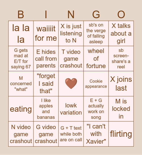 yippee call bingo! Bingo Card