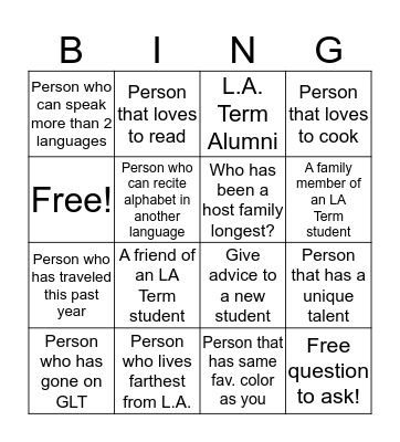 L.A. Term 2017 Bingo Card
