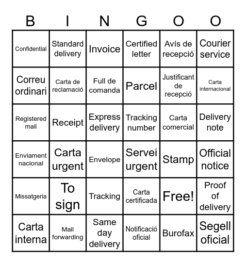 Correspondence at the office Bingo Card