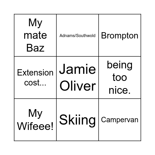Ricketts Bingo Card