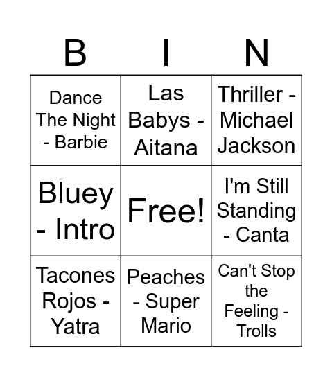 Bingo musical Bingo Card