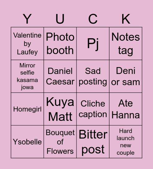Valentines Stories Bingo Card