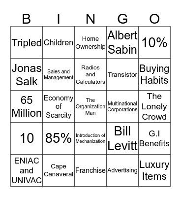 Chapter 22 Section 2 Bingo Card