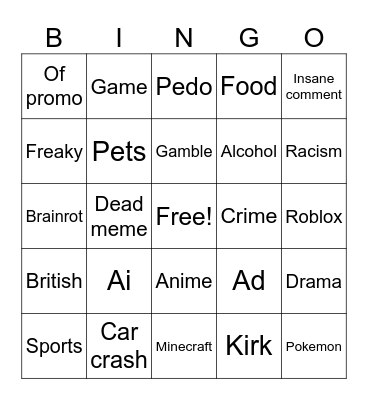 agpnagpnogpngnpwagnufa0wrf17f7798avg0 Bingo Card