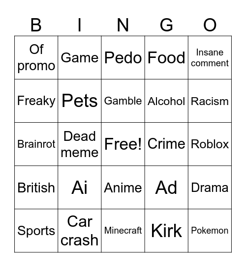 agpnagpnogpngnpwagnufa0wrf17f7798avg0 Bingo Card