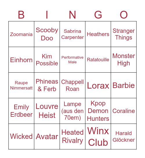 ROSENMONTAG Bingo Card