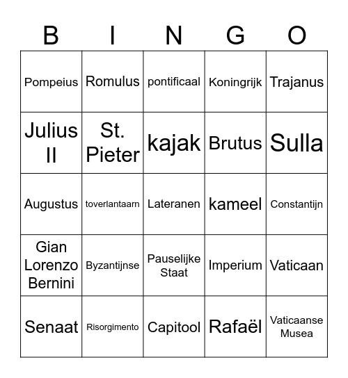 Romebingo! Bingo Card