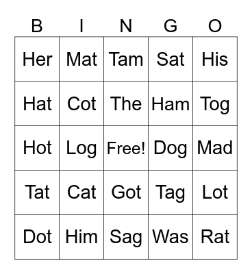CVC Bingo Card