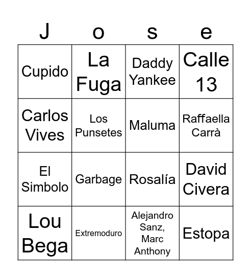 BINGO VERBENA Bingo Card