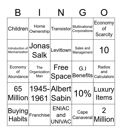 Chapter 22 Section 2 Bingo Card