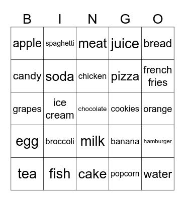 FOOD FOOD FOOD FOOD FOOD FOOD FOOD Bingo Card